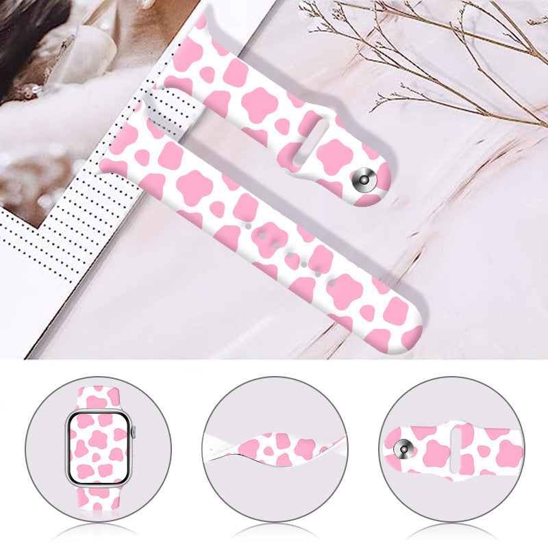 Wholesale Cow Color Block Silicone Printing Watch Strap